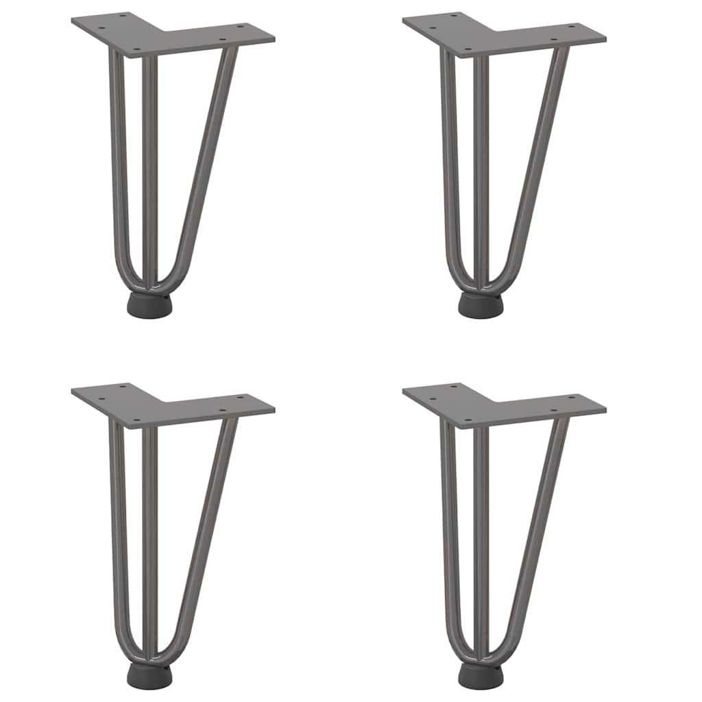 Haarnadelbeine für Couchtisch 4 Stk. Naturstahl 20 cm Massivstahl