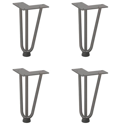 Haarnadelbeine für Couchtisch 4 Stk. Naturstahl 20 cm Massivstahl