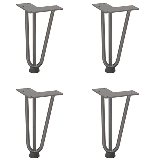 Haarnadelbeine für Couchtisch 4 Stk. Naturstahl 20 cm Massivstahl