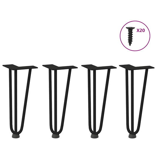 Haarnadelbeine für Couchtisch 4 Stk. Schwarz 30 cm Massivstahl