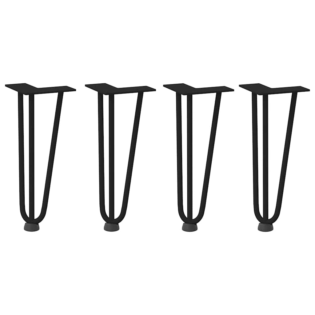 Haarnadelbeine für Couchtisch 4 Stk. Schwarz 30 cm Massivstahl