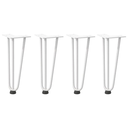 Haarnadelbeine für Couchtisch 4 Stk. Weiß 30 cm Massivstahl