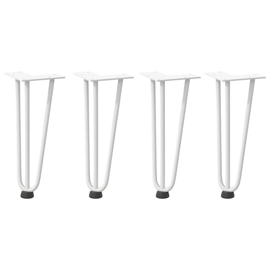 Haarnadelbeine für Couchtisch 4 Stk. Weiß 30 cm Massivstahl