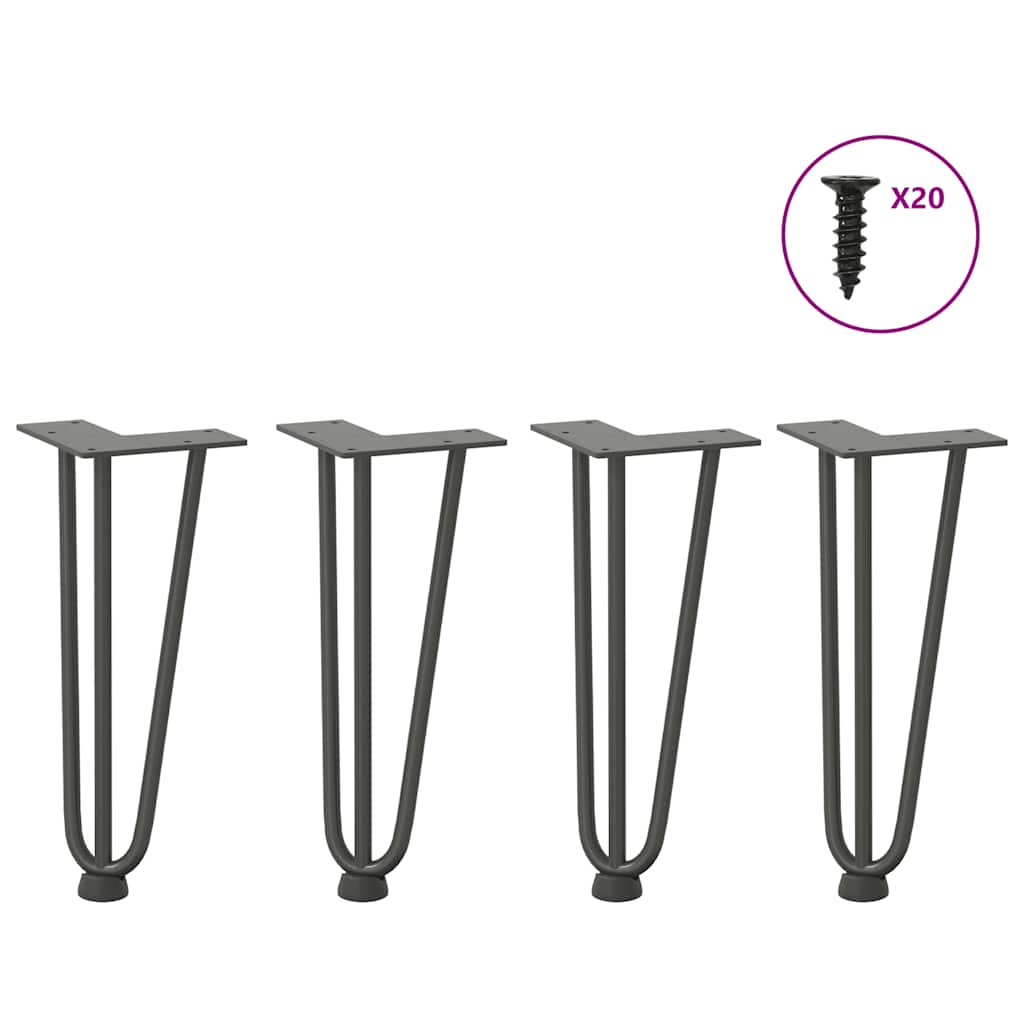 Haarnadelbeine für Couchtisch 4 Stk. Anthrazit 30 cm Massivstahl