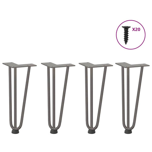 Haarnadelbeine für Couchtisch 4 Stk. Naturstahl 30 cm Massivstahl