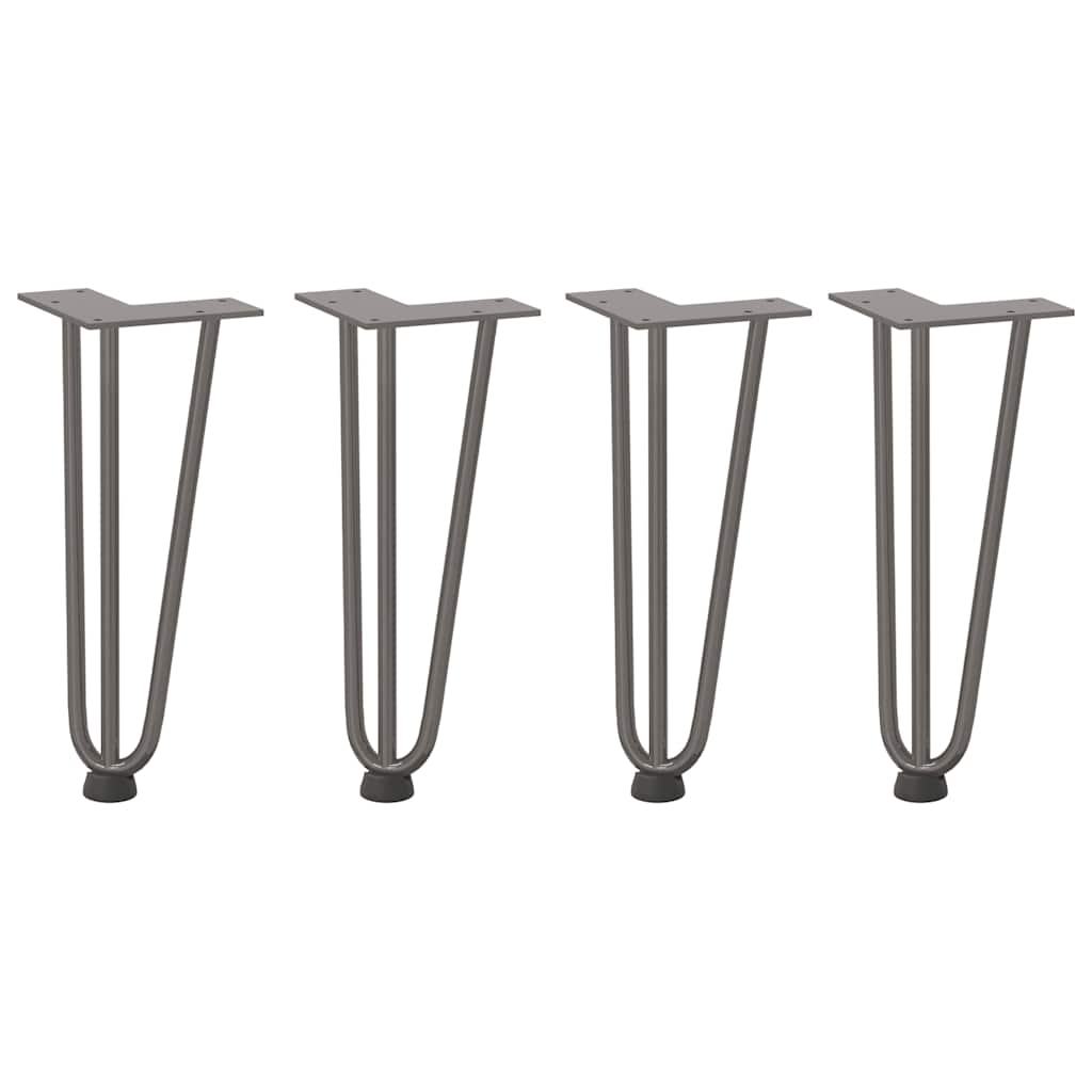 Haarnadelbeine für Couchtisch 4 Stk. Naturstahl 30 cm Massivstahl