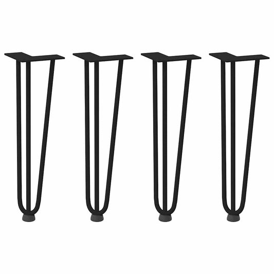 Haarnadelbeine für Couchtisch 4 Stk. Schwarz 42 cm Massivstahl
