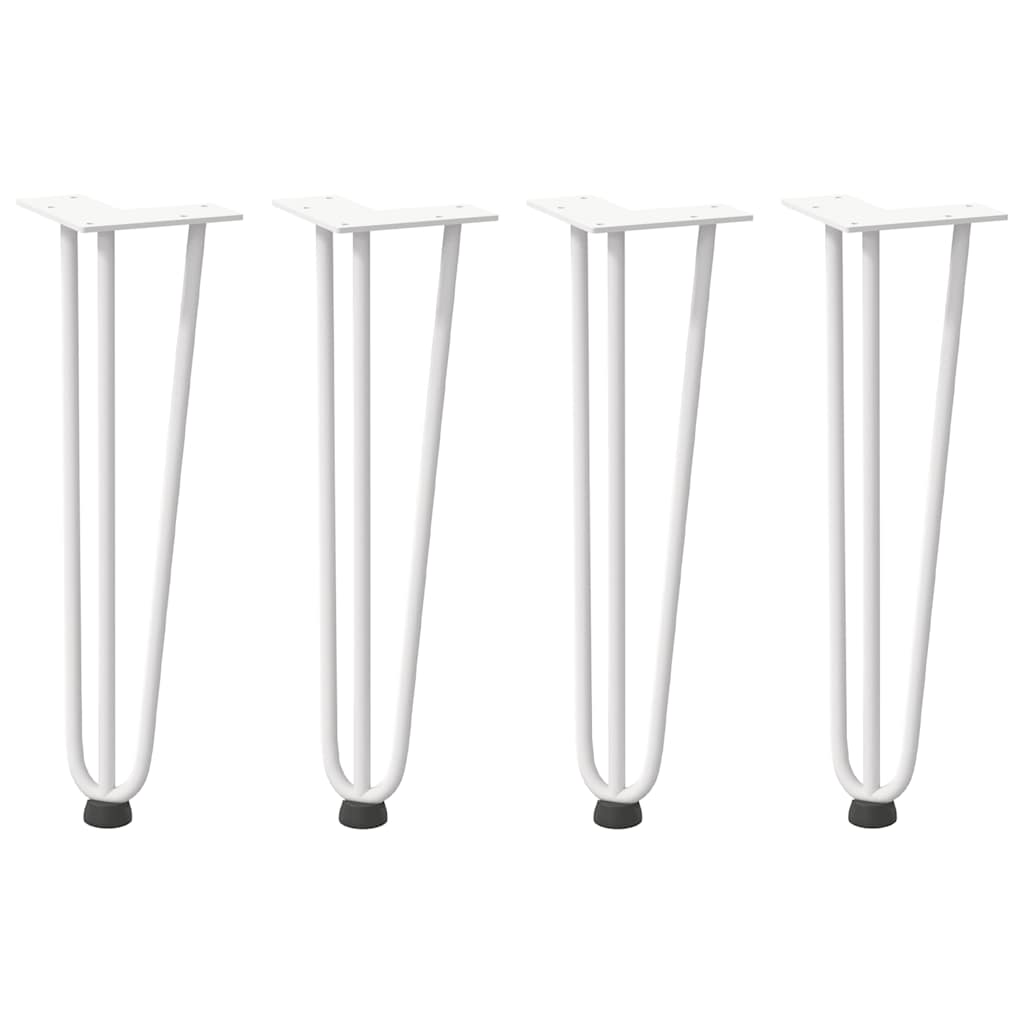 Haarnadelbeine für Couchtisch 4 Stk. Weiß 42 cm Massivstahl