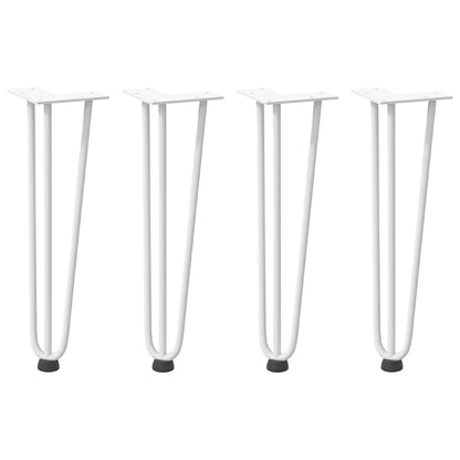 Haarnadelbeine für Couchtisch 4 Stk. Weiß 42 cm Massivstahl