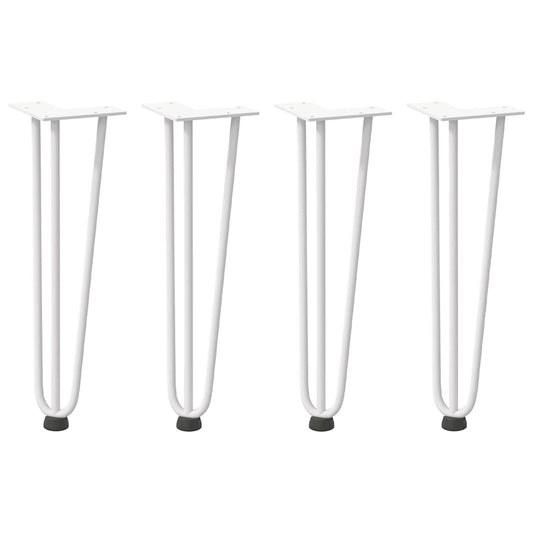 Haarnadelbeine für Couchtisch 4 Stk. Weiß 42 cm Massivstahl