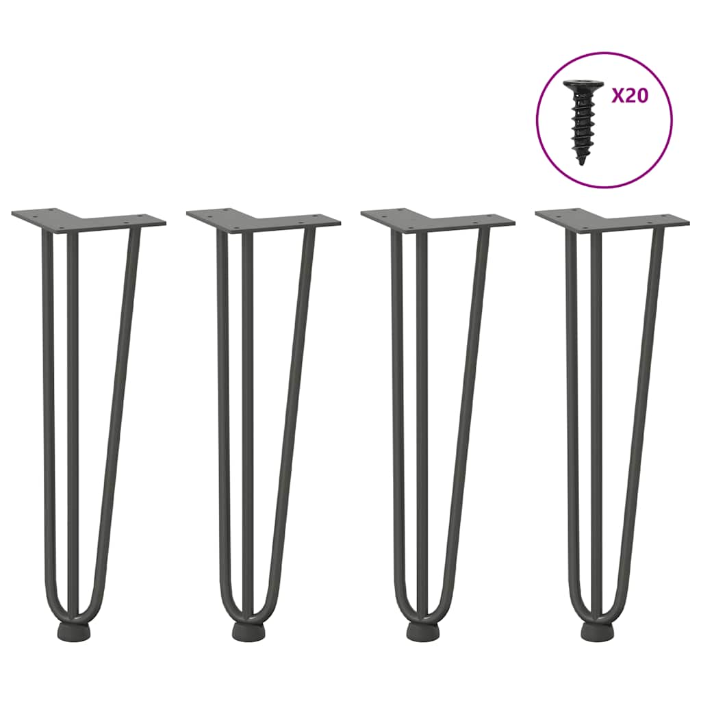 Haarnadelbeine für Couchtisch 4 Stk. Anthrazit 42 cm Massivstahl