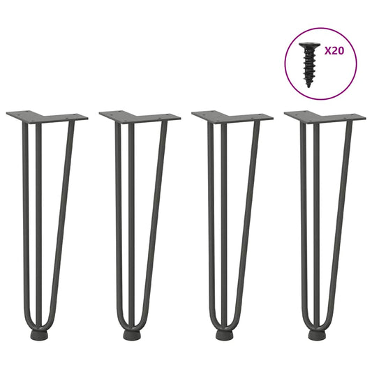 Haarnadelbeine für Couchtisch 4 Stk. Anthrazit 42 cm Massivstahl