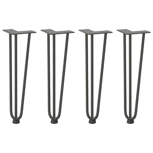 Haarnadelbeine für Couchtisch 4 Stk. Anthrazit 42 cm Massivstahl