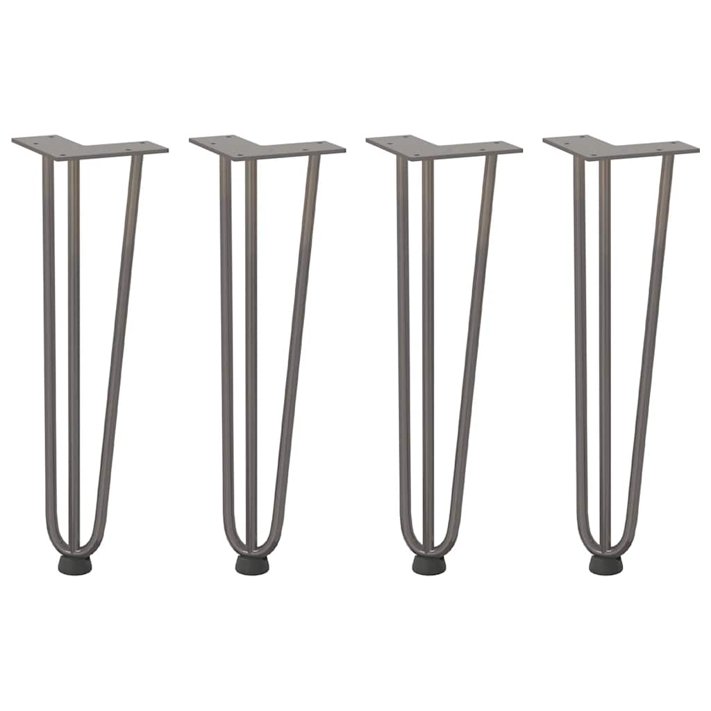 Haarnadelbeine für Couchtisch 4 Stk. Naturstahl 42 cm Massivstahl