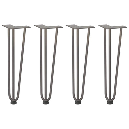 Haarnadelbeine für Couchtisch 4 Stk. Naturstahl 42 cm Massivstahl
