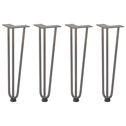 Haarnadelbeine für Couchtisch 4 Stk. Naturstahl 42 cm Massivstahl