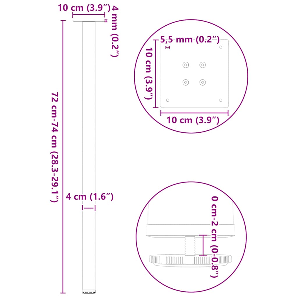 Konsolentischbeine 4 Stk. Weiß 72-74 cm Stahl