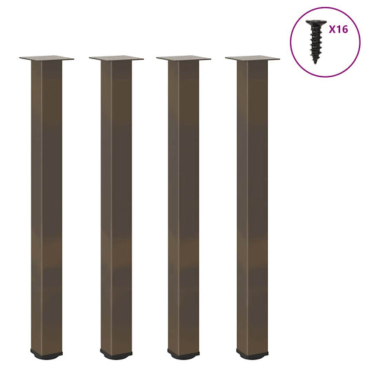 Bartischbeine 4 Stk. Naturstahl 90-92 cm Stahl