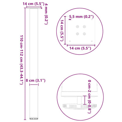 Bartischbeine 4 Stk. Anthrazit 110-112 cm Stahl
