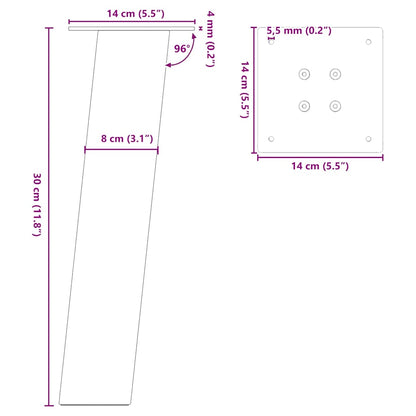 Couchtischbeine 4 Stk. Weiß 30 cm Stahl