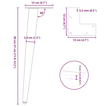 Couchtischbeine Konische Form 4 Stk. Anthrazit 30-31 cm Stahl