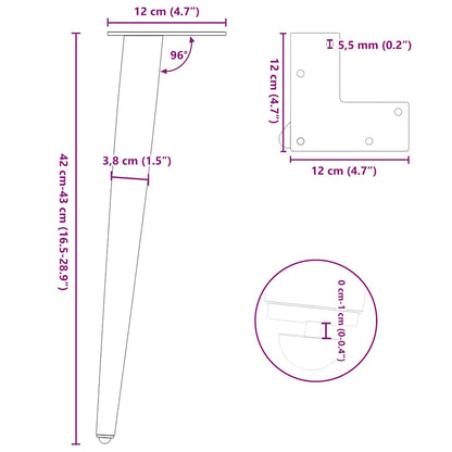 Couchtischbeine Konische Form 4 Stk. Anthrazit 42-43 cm Stahl