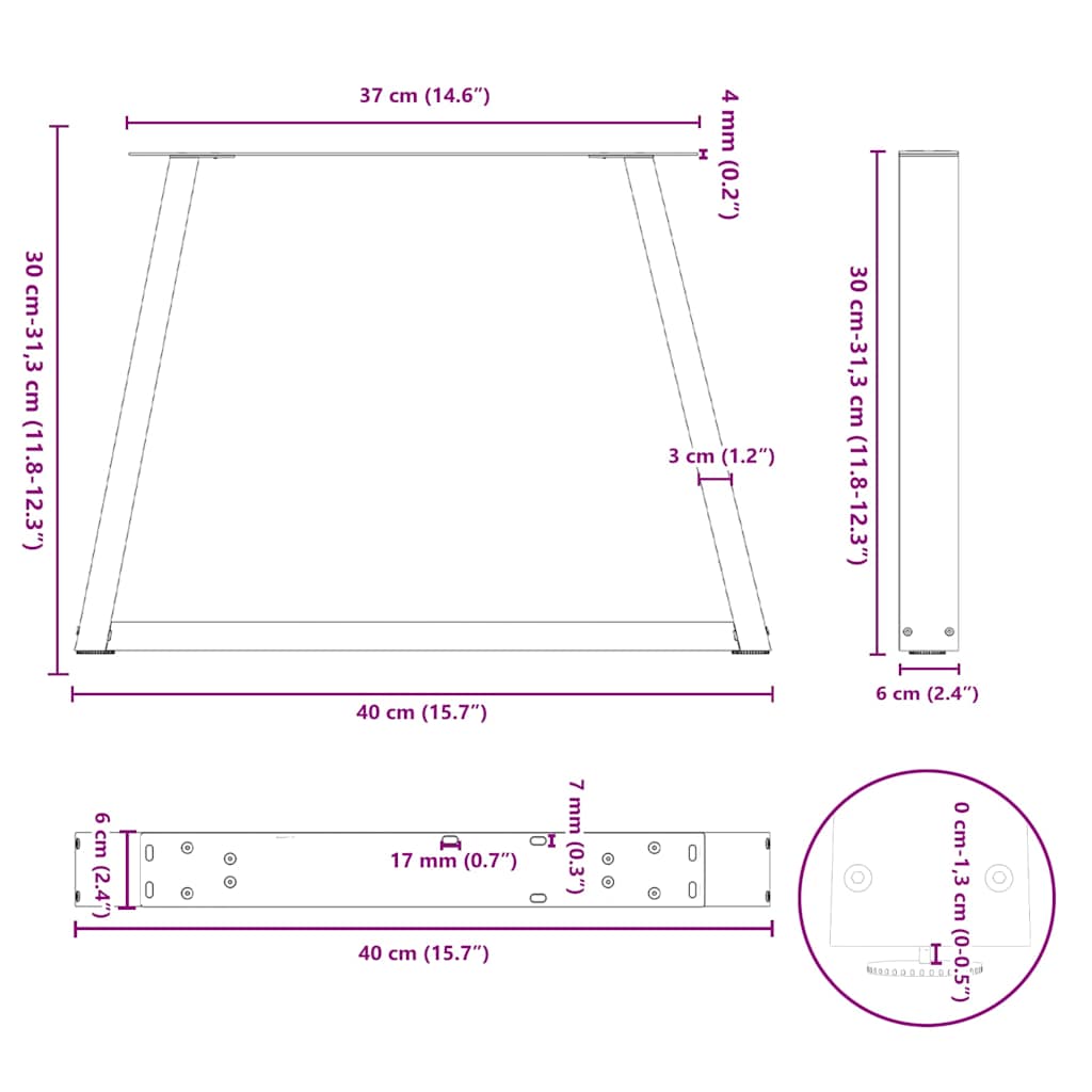 Couchtischbeine V-Form 2 Stück Weiß 40x(30-31,3) cm Stahl
