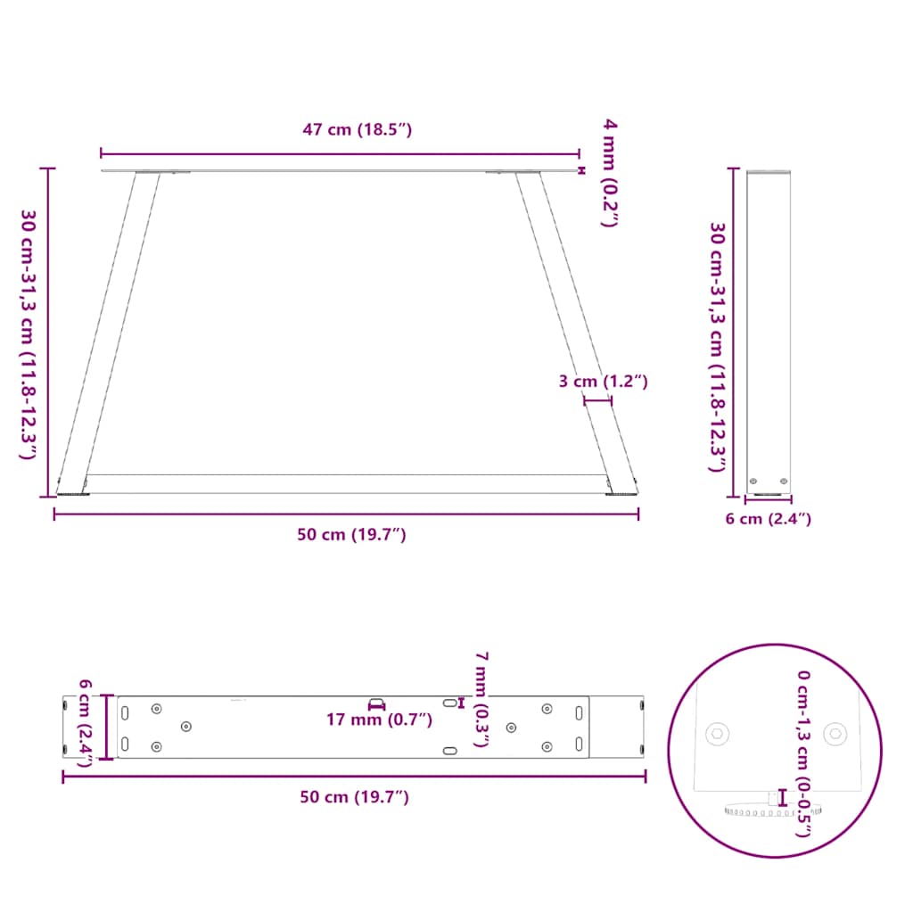 Spisebordsben V-Shape 2 Stk Antracit 50x(30-31,3) cm Stål