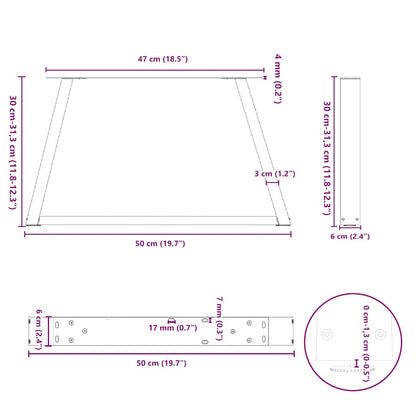 Spisebordsben V-Shape 2 Stk Antracit 50x(30-31,3) cm Stål