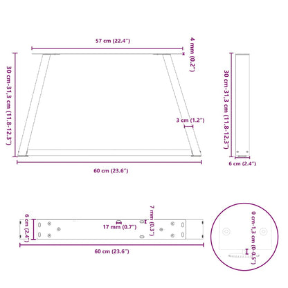 Couchtischbeine V-Form 2 Stück Weiß 60x(30-31,3) cm Stahl