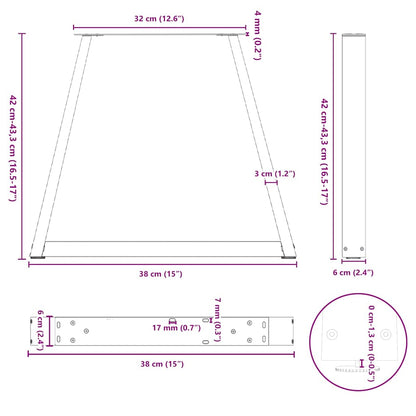 Spisebordsben V-form 2 stk antracit 38x(42-43,3) cm stål