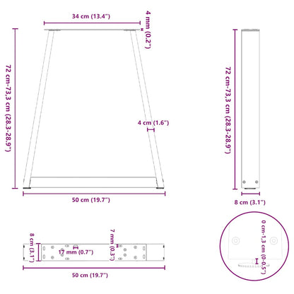 Esstischbeine V-Form 2 Stk. Schwarz 50x(72-73,3) cm Stahl