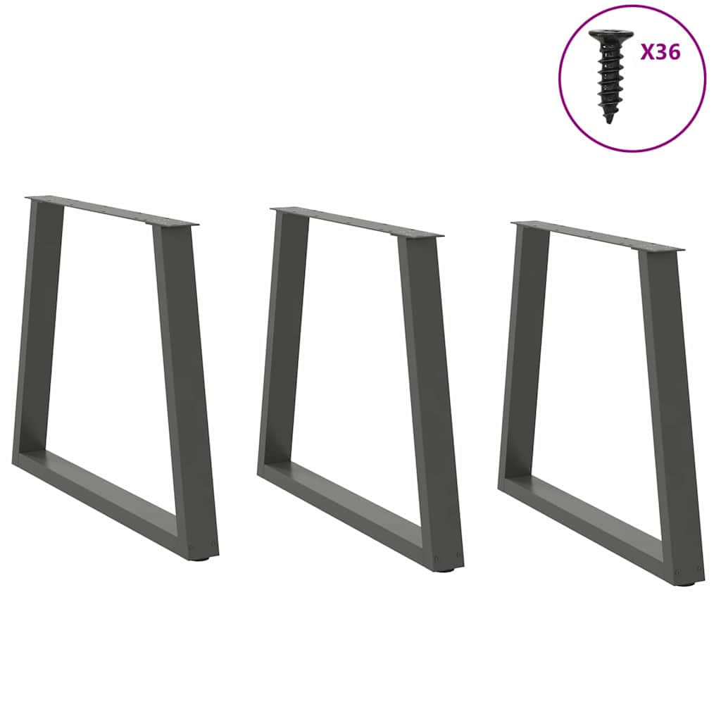 Spisebordsben V-Shape 3 Stk Antracit 80x(72-73,3) cm Stål