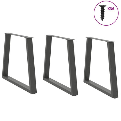 Spisebordsben V-Shape 3 Stk Antracit 80x(72-73,3) cm Stål