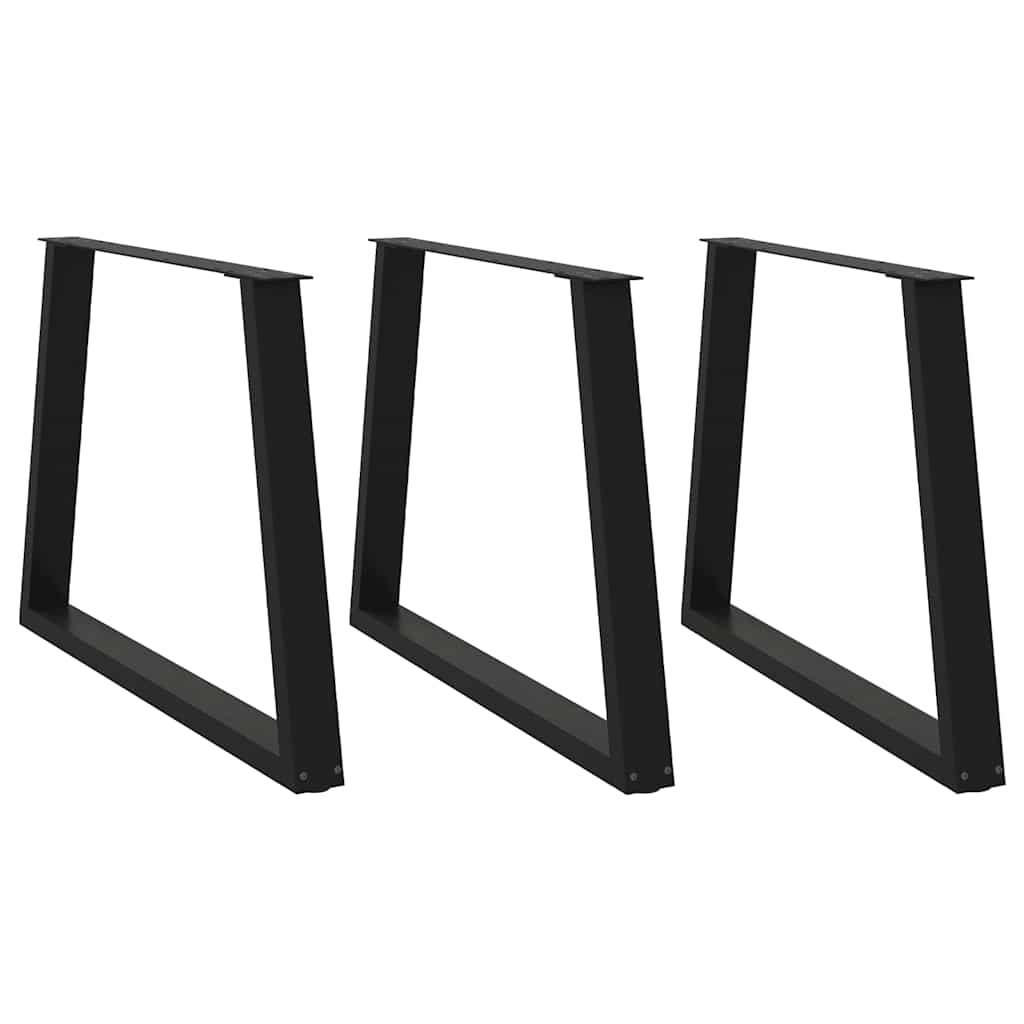 Esstischbeine V-Form 3 Stück Schwarz 90x(72-73,3) cm Stahl