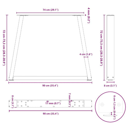 Esstisch Beine V-Form 3 Stück Anthrazit 90x(72-73,3) cm Stahl