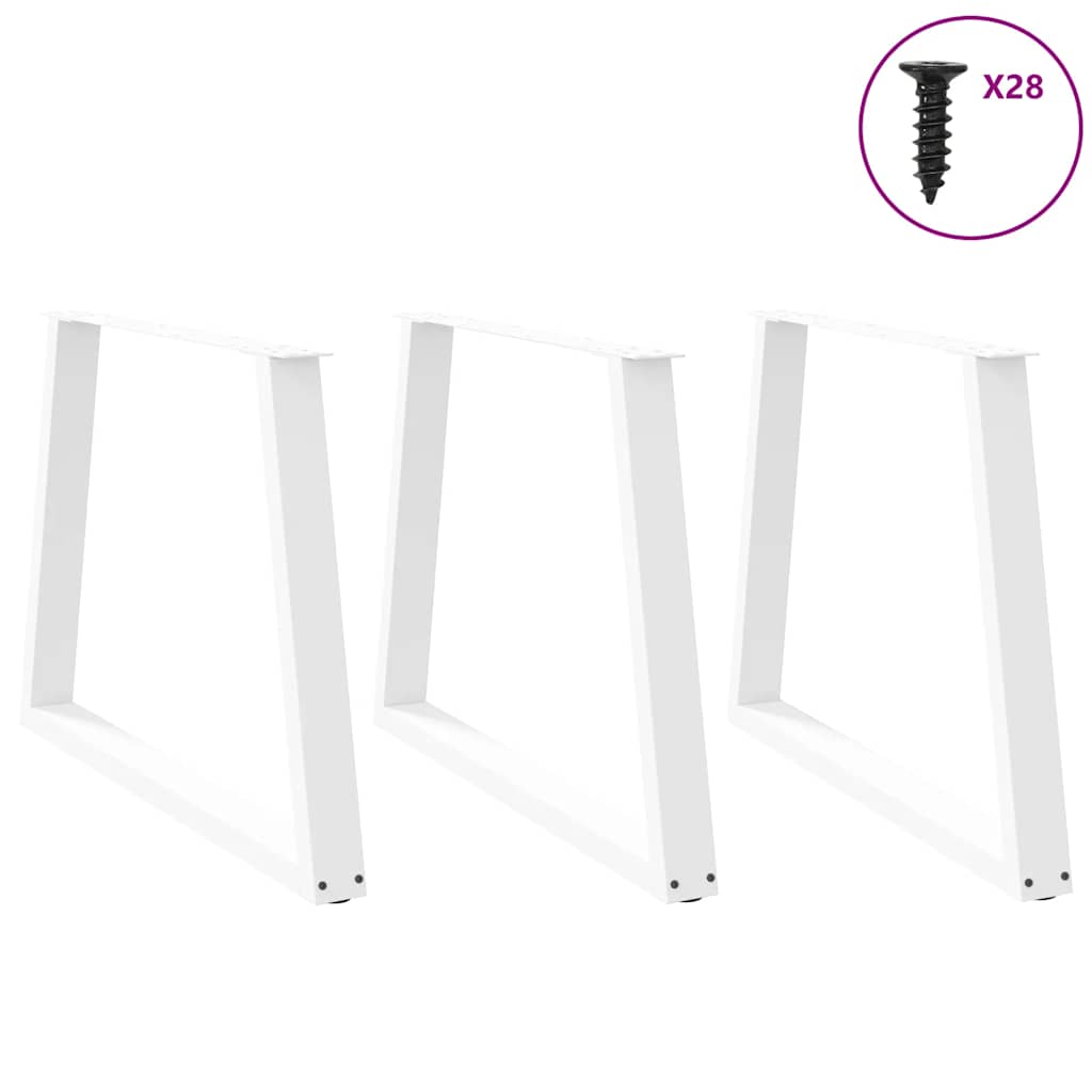 Spisebordsben V-form 3 stk hvid 100x(72-73,3) cm stål