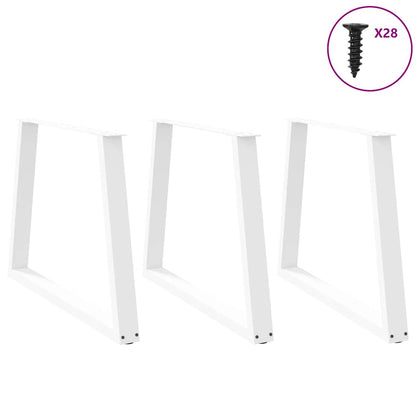 Spisebordsben V-form 3 stk hvid 100x(72-73,3) cm stål