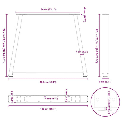 Esstisch Beine V-Form 3 Stück Anthrazit 100x(72-73,3) cm Stahl