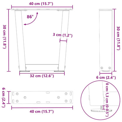 Couchtischbeine V-Form 2 Stück Anthrazit 40x(30-31,3) cm Stahl