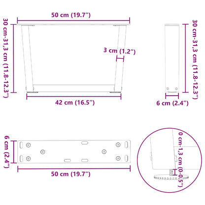 Couchtischbeine V-Form 2 Stück Anthrazit 50x(30-31,3) cm Stahl