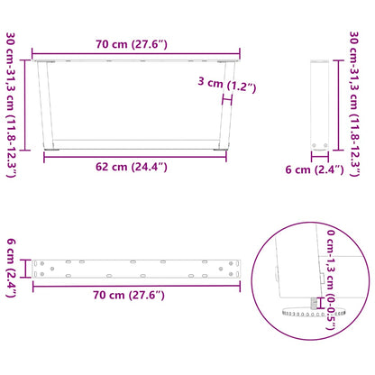 Couchtischbeine V-Form 2 Stück Naturstahl 70x(30-31,3) cm Stahl