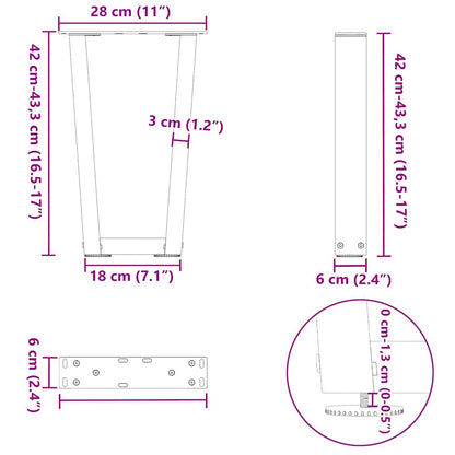 Couchtischbeine V-Form 2 Stück Anthrazit 28x(42-43,3) cm Stahl