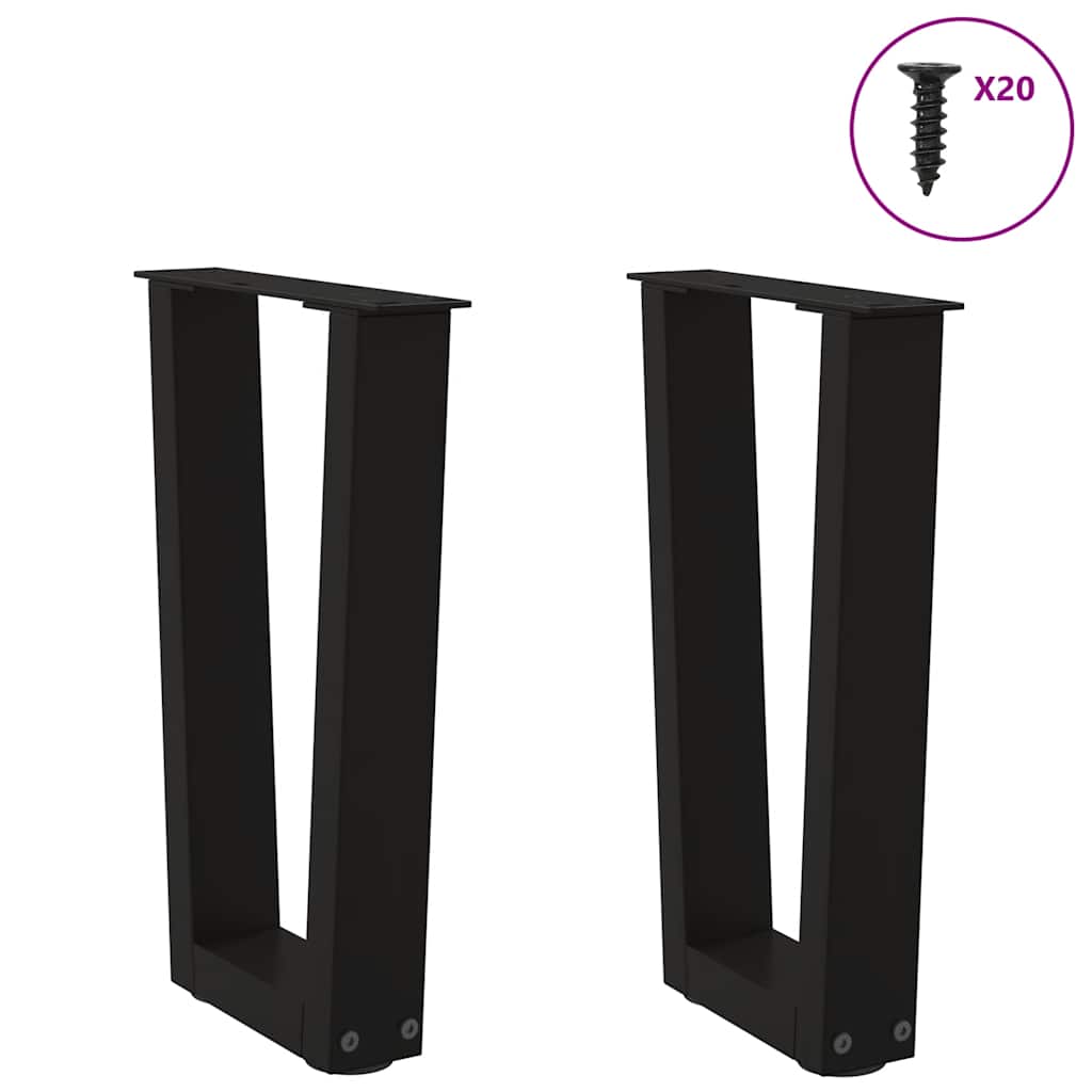 Couchtischbeine V-Form 2 Stück Schwarz 38x(42-43,3) cm Stahl