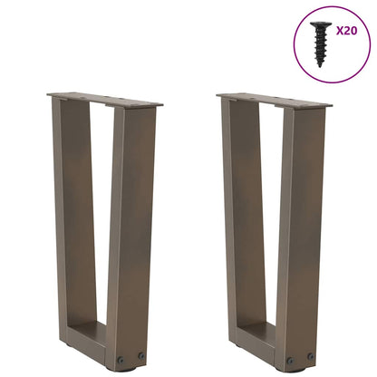 Couchtischbeine V-Form 2 Stück Naturstahl 38x(42-43,3) cm Stahl