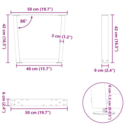Couchtischbeine V-Form 2 Stück Anthrazit 50x(42-43,3) cm Stahl