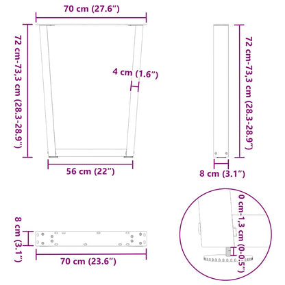 Esstisch Beine V-Form 2 Stück Naturstahl 70x(72-73,3) cm Stahl