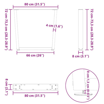 Esstisch Beine V-Form 2 Stück Anthrazit 80x(72-73,3) cm Stahl