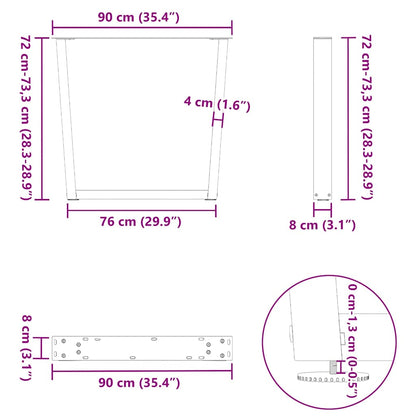 Esstischbeine V-Form 2 Stück Weiß 90x(72-73,3) cm Stahl