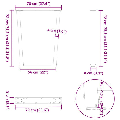 Esstisch Beine V-Form 3 Stück Schwarz 70x(72-73,3) cm Stahl